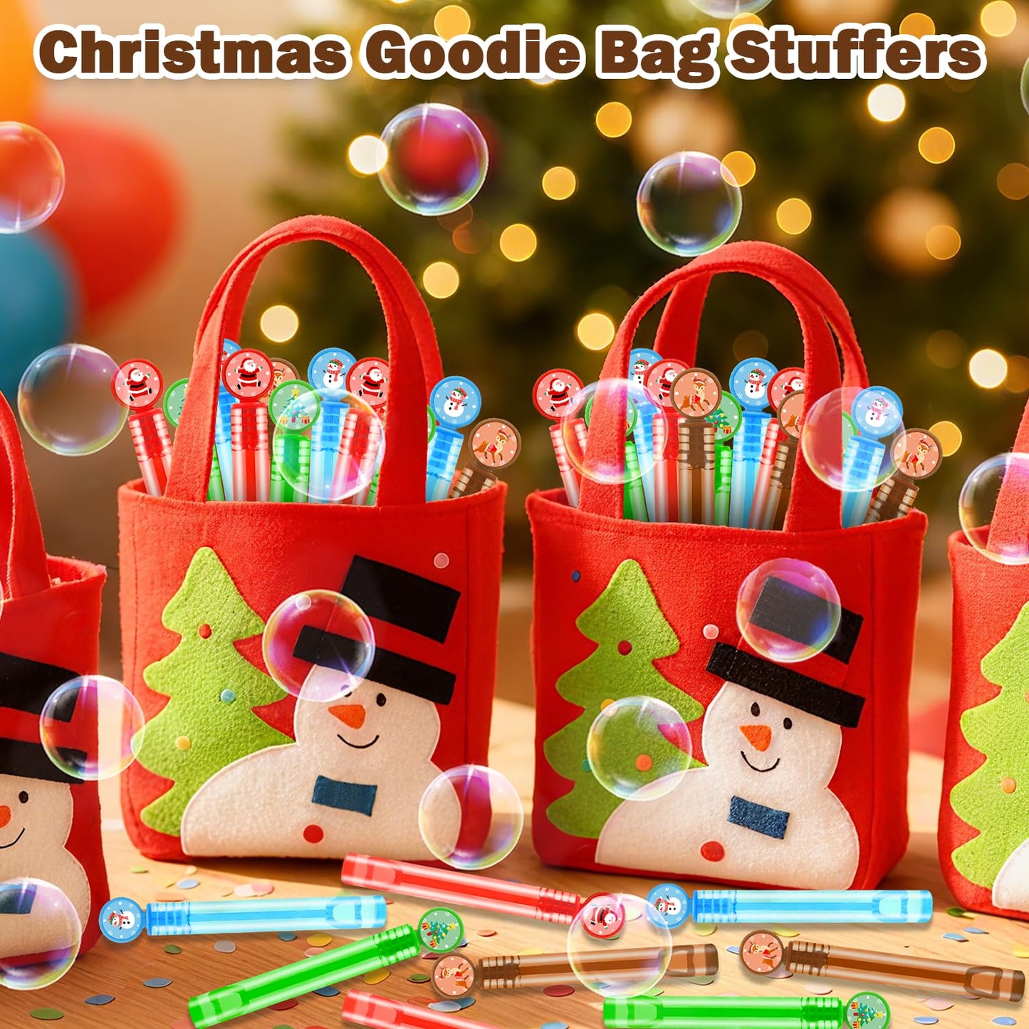 Bulk Winter Party Favors Toys Gifts for Kids 64 Pack,Holiday Mini Bubble Wands Non Candy Treats Trinkets Goodie Bag Stocking Stuffers Fillers for Toddlers,Easter Classroom Prizes Games for Students
