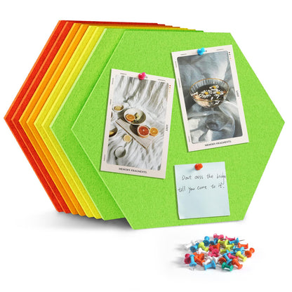 Uoisaiko 8 Pack Hexagon Felt Bulletin Board Tiles - 12" Large Thick Pin Board for Walls with 30 Push Pins, DIY Boards for Office Home School Decor, Aesthetic Hex Cork Board Alternative