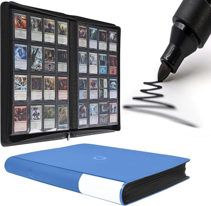 D DACCKIT Card Binder 16 Pocket - Fits 1024 Cards，4X4 Ringless Card Album with Sleeves for Trading Cards & Sports Cards（Model A，Sky Blue）