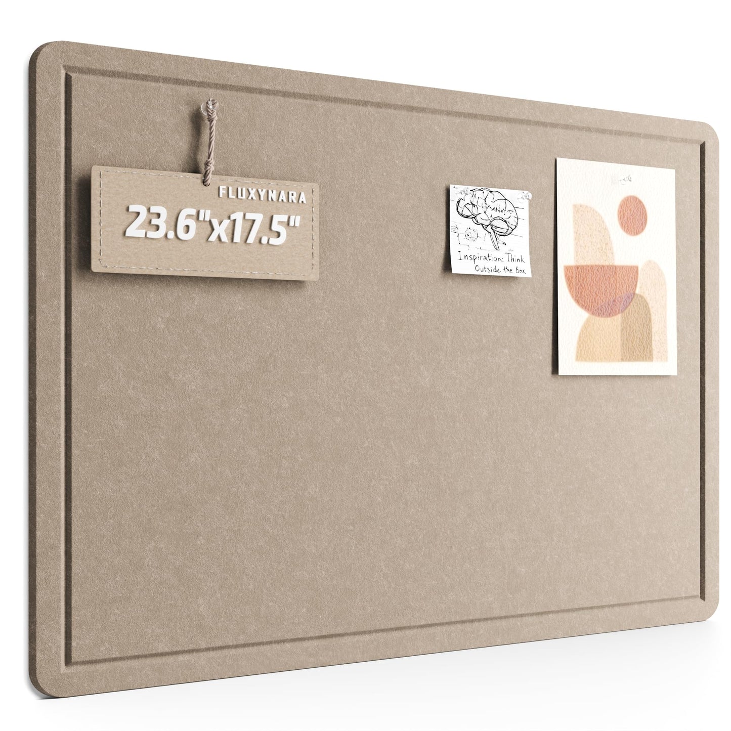 Fluxynara Bulletin Board, 23.6" x 17.5" Cork Board Alternative with 12 Safe Removable Adhesive Tabs, Foldable Felt Pin Board for Home Office, Classroom, Bedroom,Entryway for Walls—Taupe