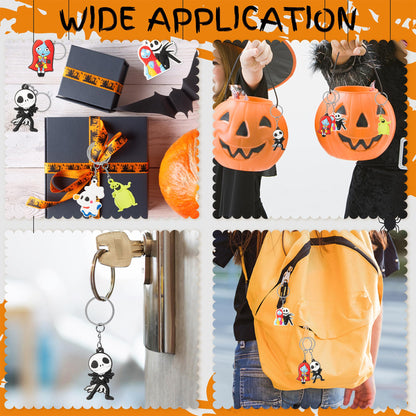 CFuguier Halloween Nightmare Keychains - 30Pcs Spooky Night Keyring Pack Rings Split Stocking Stuffers Car Keys Party Favor Women Men Purse Handbags Backpack Bag Charm Goth Accessories Trick Or Treat