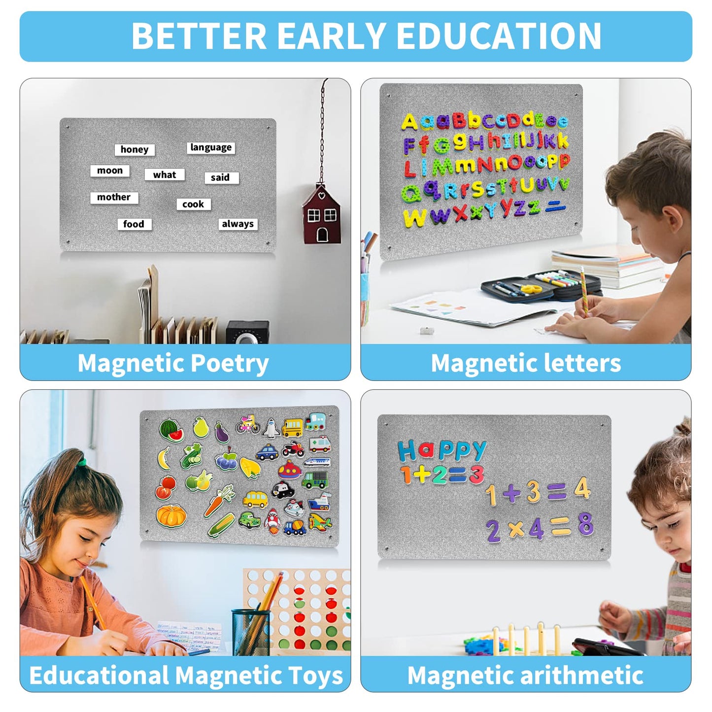 2Pack Magnetic Board,17.1" x 11.8" Magnet Display,for Magnets and Bulletin Board,Suitable for Wall, Refrigerator, Compartment, Cabinet etc,Comes with Dual Lock Tape for Easy Hanging (silver1