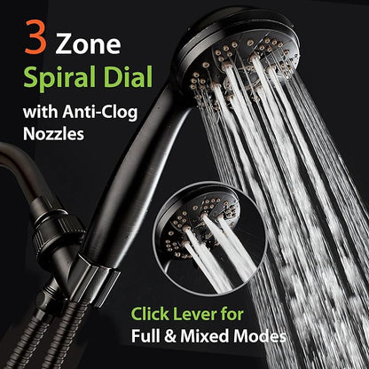 AquaDance For California High Pressure 6-Setting Oil Rubbed Bronze Face Handheld Shower with Hose for Ultimate Shower Experience! Officially Tested to Meet Strict US Quality & Performance Standards!