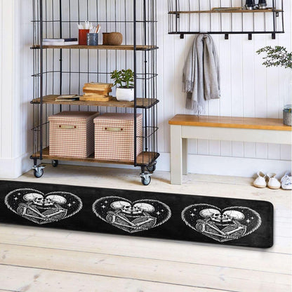ALAZA Skull Skeleton Love Heart Black Runner Area Rug Non Slip Floor Mat for Hallway Entryway Living Room Bedroom Dorm Home Decor 72x24 inches