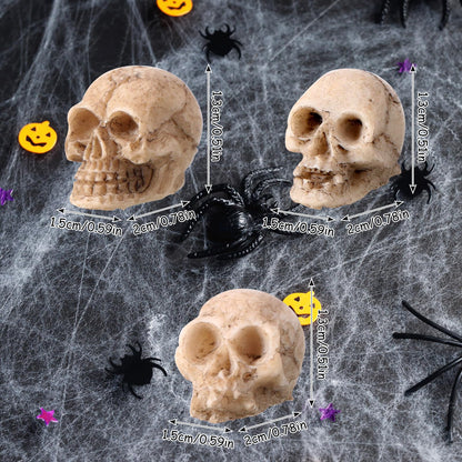Gemscream 80 Pcs Mini Skull Figurine Miniature Skeleton Head Small Resin Skull Table Decor Halloween Micro Landscape Figure Crafts Halloween Prank Props Party Decor Haunted Dollhouse Accessories