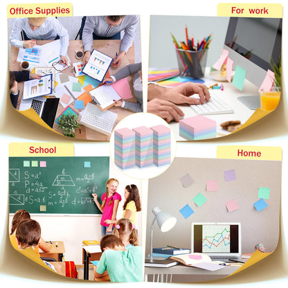Fainne 120 Pack Sticky Notes Bulk 3 x 3 inch Self Stick Note Pads Multicolor Paper Memo for Office School Supplies Student Teacher Classroom Back to School Essentials, 50 Sheet/Pad(Cute Color)