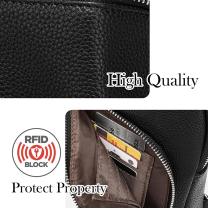 INICAT RFID Blocking Sling Bag, Anti Theft Crossbody Bag for Women Compact Travel Purses Vegan Leather (Black)