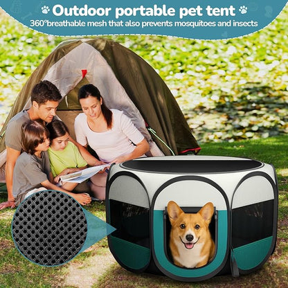 Foldable Puppy Playpen Indoor for Cat - Portable Cats Dogs Kennel Pop Up Cat Playpen for Small Pets Kitten Outdoor with Carrying Case