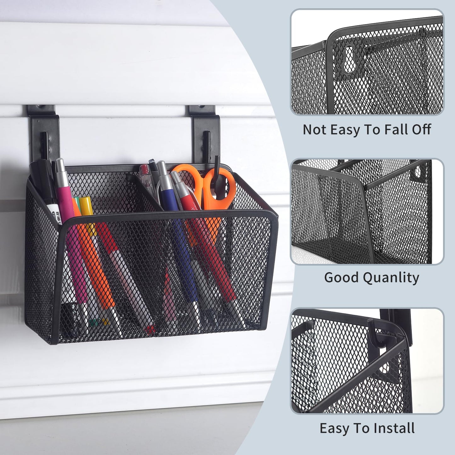 SMAODSGN Wall Hanging Pencil Holder With Slatwall J Hooks Slatwall Pencil Cup Wall Mounted Pen Holder Wall Marker Holder Metal Pencil Holder For Paintbrushes Pegboard Classroom Home