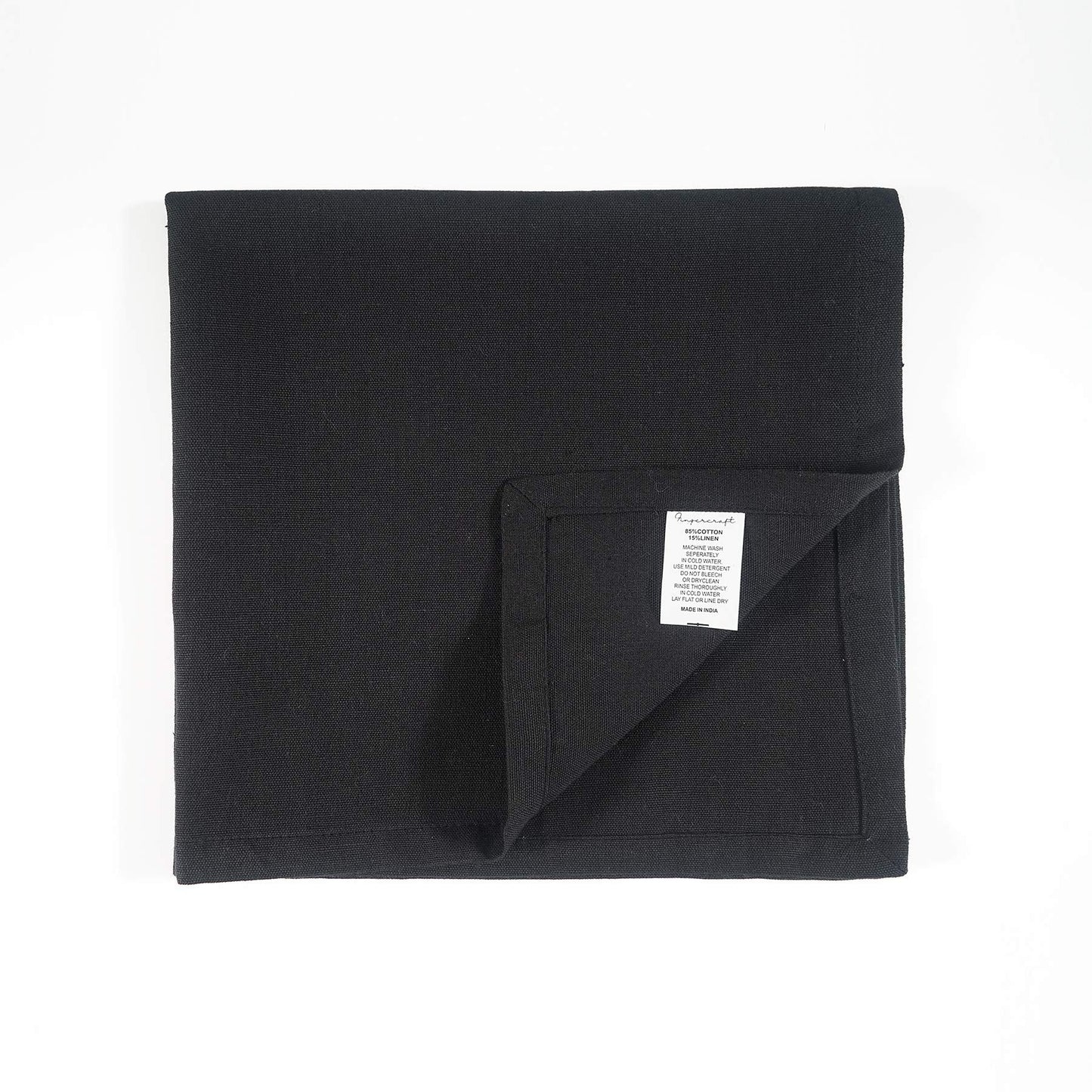 FINGERCRAFT Dinner Cloth Napkin Cotton Linen Blend 12 Pack Natural Premium Quality Mitered Corner Every Day Wedding Christmas Pre Shrunk & Good Absorbency 18x18 inch Black