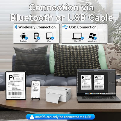 PeriPage Bluetooth Thermal Shipping Label Printer,Wireless 4x6 Shipping Label Printer for Shipping Packages,Support iPhone iPad Android Windows & Mac,Used for Amazon, Ebay,Shopify, Etsy, USPS.
