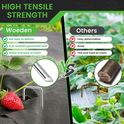 120 Pack 6 Inch Landscape Staples + 1 Hook 11 Gauge Heavy Duty Galvanized Garden Stakes, U-Shaped Ground Pins for Weed Barrier Fabric, Drip Irrigation Tubing, Sod, Lawn & Christmas Outdoor Decorations