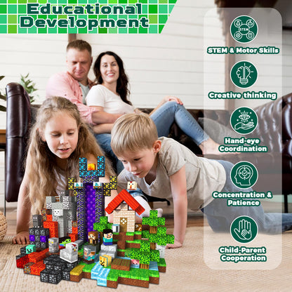 Magnetic Blocks - 500 PCS Magnetic Building Blocks Cubes, Magnet Toys for Kids Age 3+, Toy Building Set for Kids, Magnets Stacking Construction Easter Birthday Gifts for Boys Girls Age 4-8, 8-12