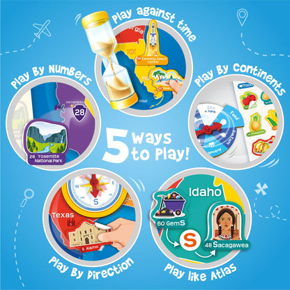Imagimake Mapology USA Map with Reusable Stickers | 100+ Jelly Stickers | Classroom Geography Games & Learning Kids Toys Age 5-8 | Gifts for Boys & Girls Age 5,6,7,8,9,10,11,12 Years Old