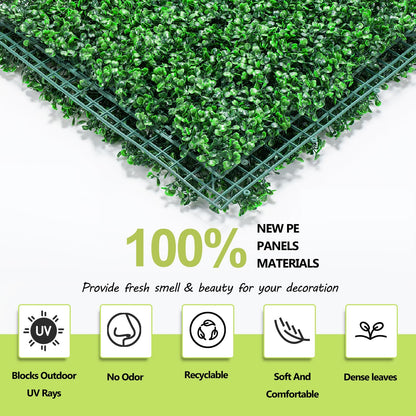 AOKIE 20"X20" Artificial Grass Wall, 12Pcs Boxwood Hedge Wall Panels UV-Anti Grass Backdrop Wall Decor, Greenery Privacy Hedge Screen for Indoor Outdoor Patio Balcony, Party Garden Fence Decor