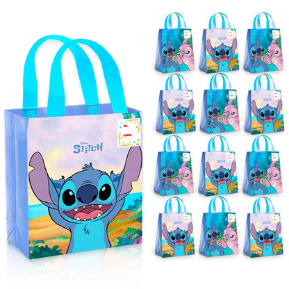 Disney Lilo and Stitch Party Favor Bags Bundle – 12 Pack of 8 Inch Goodie Bags for Kids Bulk Reusable Mini Totes | Stitch Birthday Party Supplies for Boys, Girls