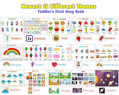Huijing Montessori Preschool Learning Activities Busy Book - Workbook Activity Binder / Toys for Toddlers, Autism Learning Materials and Tracing Coloring Book