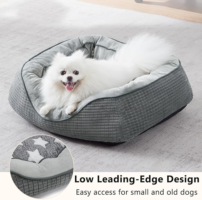 Dog Beds for Small Medium Large Dogs & Cats. Washable Pet Bed, Orthopedic Dog Sofa Bed, Soft Calming Sleeping Warming Puppy Bed (Star-Grey, Large-(30’’x 24’’x 9’’))