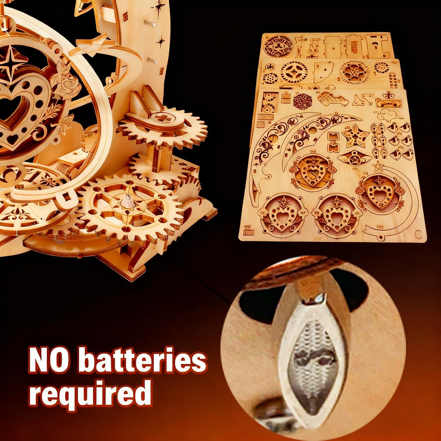 3D Wooden Puzzles for Adults Teens DIY Music Box Wood Model Kit Craft Kits Mechanical Engineering Building Toys to Build for Age 14+ Years Old Cool Birthday Gift