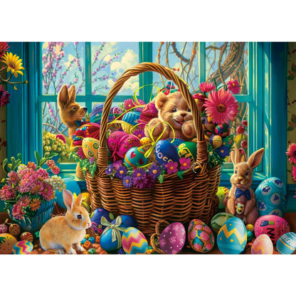 TangMosaic Puzzles for Adults 1000 Pieces, Jigsaw Puzzle for Adults, Fun Challenging Puzzle, A Basket of Easter Egg Wonders Puzzles Game, Interlock Perfectly No Dust, Gifts for Easter Earth Day