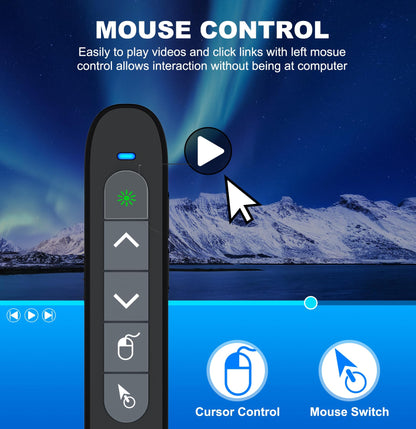 USB Type C Wireless Rechargeable Presenter Remote with Air Mouse, Green Light, Volume Control, Presentation Clicker PPT Pointer 2.4GZ PowerPoint Clicker Slide Advancer for Window Mac Keynote Google
