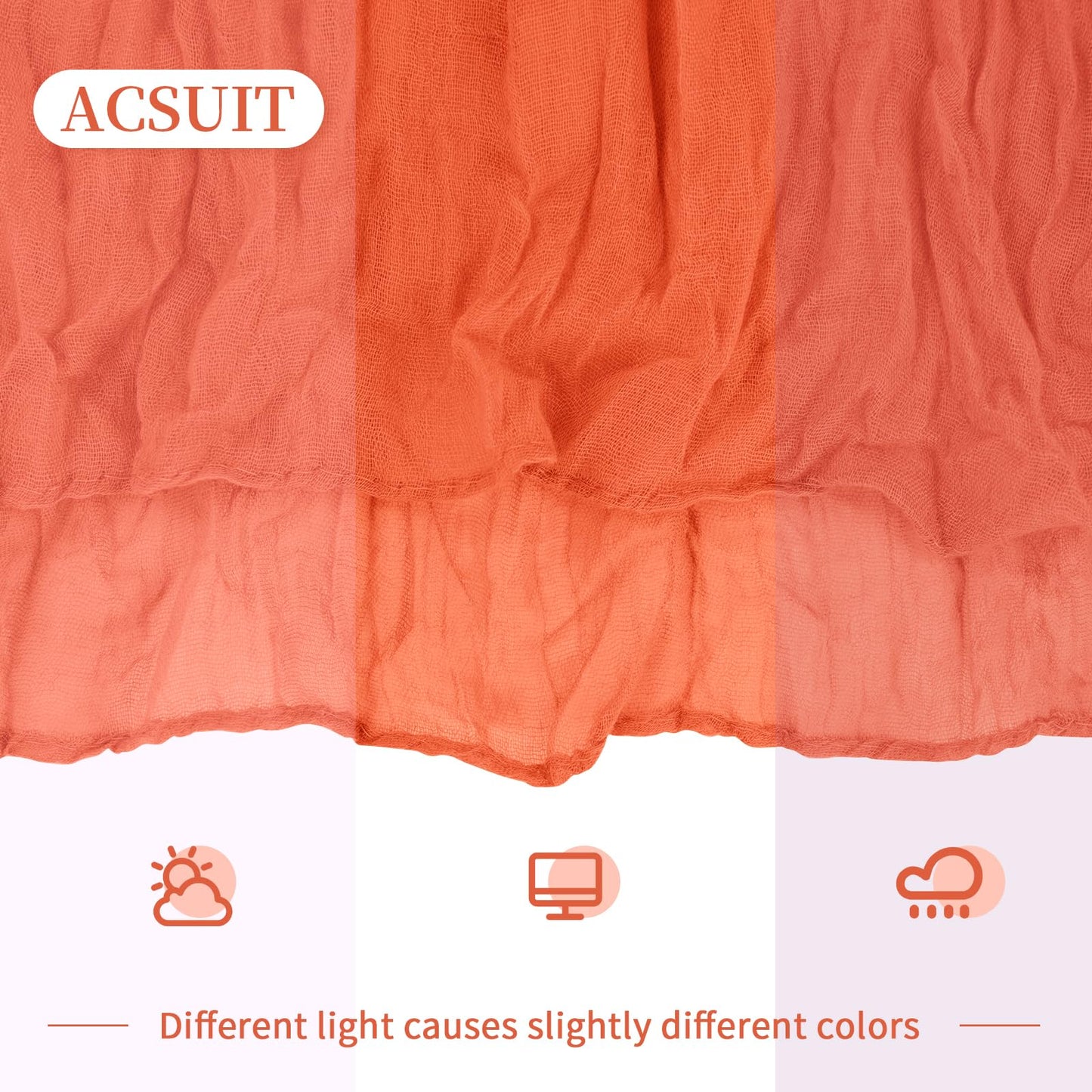 4 Pack Orange Cheesecloth Table Runner 20 x 120 inch Gauze Table Runners 10 FT Long,Semi Sheer Cheese Cloth Fabric Table Runner Bulk for Wedding,Party,Baby Shower,Bridal Shower Decoration