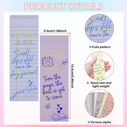 Zaamwoyy 100 Pcs Vintage Library Paper Bookmarks, Inspirational Quotes Aesthetic Bookmarks Bulk, Cute Handwritten Book Mark for Women Man Reading Lovers Students Teachers Office Workers Gift
