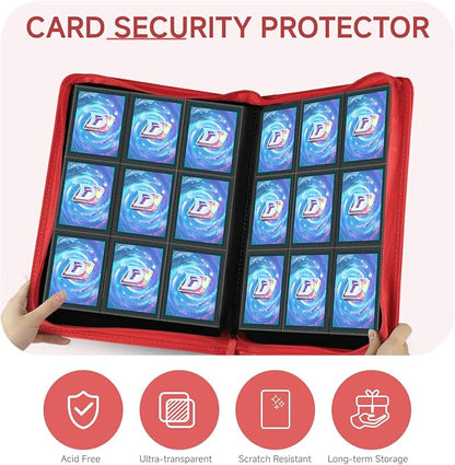 9 Pocket Card Binder,360 Pockets Trading Card Binder,Double Sided Pocket Collection Binder,Card Folder for MTG,TCG,Game Cards,Sport Cards,Red