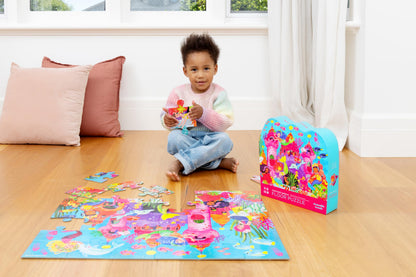 Crocodile Creek 36-Piece Jigsaw Floor Puzzle - Fun Floor Puzzles for Kids Ages 3-5 - Heavy-Duty Shaped Box for Storage - Mermaid Palace - 27" W x 20" H Finished