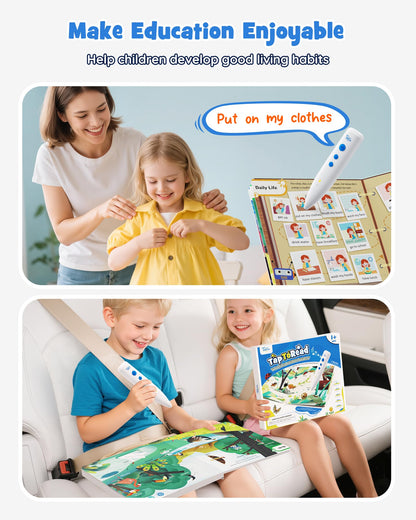 TEKFUN Talking Pen Books Sets, Interactive Audio Sound Books Kids Learning Electronic Toys for Boys Girls, Autism Sensory Games, Early Educational Gifts Birthday Gifts for Toddlers Kids Age 2 3 4 5