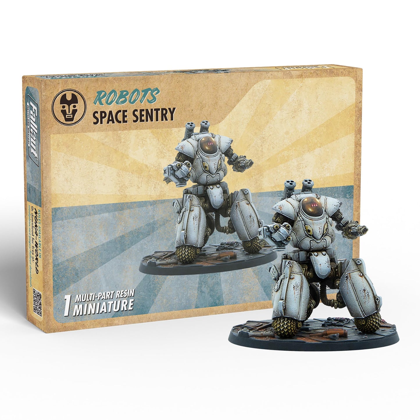 Modiphius Entertainment: Fallout: Wasteland Warfare - Robots: Space Sentry - 1 Figure, 32mm Unpainted Resin Miniatures, Tabletop RPG, Nuka World Wave