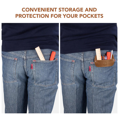 RingSun Genuine Leather Pocket Protector for Men, Durable Pocket Tool Pouch, Jeans Shirts Pocket Protector for Tools Pens