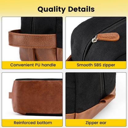 Vorspack Travel Toiletry Bag - Hanging Toiletry Bag for Men Water Resistant Canvas Shaving Bag with Large Capacity for Travel - Black