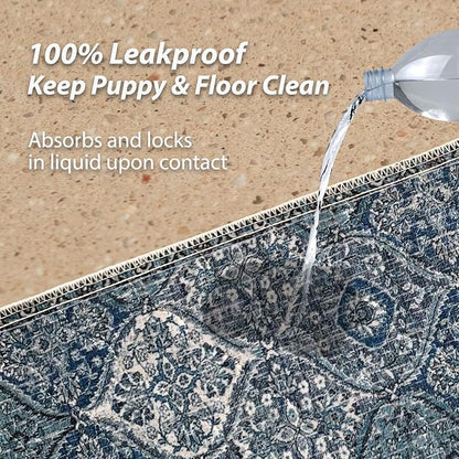 nunubaby Washable Pee Pads for Dogs, Stylish, Non-Slip and Leak-Proof Pee Pads. Reusable Potty Pads for Dogs for Crates and Floors.(Blue/Multi, 72" x72" )