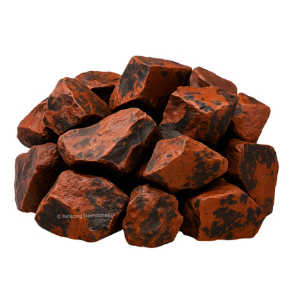 Amazing Gemstone 2 Pieces Mahogany Obsidian Raw Crystals and Healing Stones, Natural Rocks for Tumbling and DIY Raw Stones and Crystals