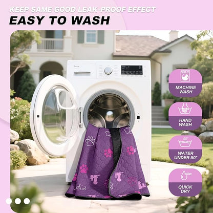 WanpeeGoo Washable Pee Pads, Puppy Pee Pad for Dogs, 2 Pack Absorbent Reusable Training Dog Pads Pet Puppy Pads, Non-Slip Potty Pads for Whelping, Playpen, Crate, Bed, Purple 18"x24"