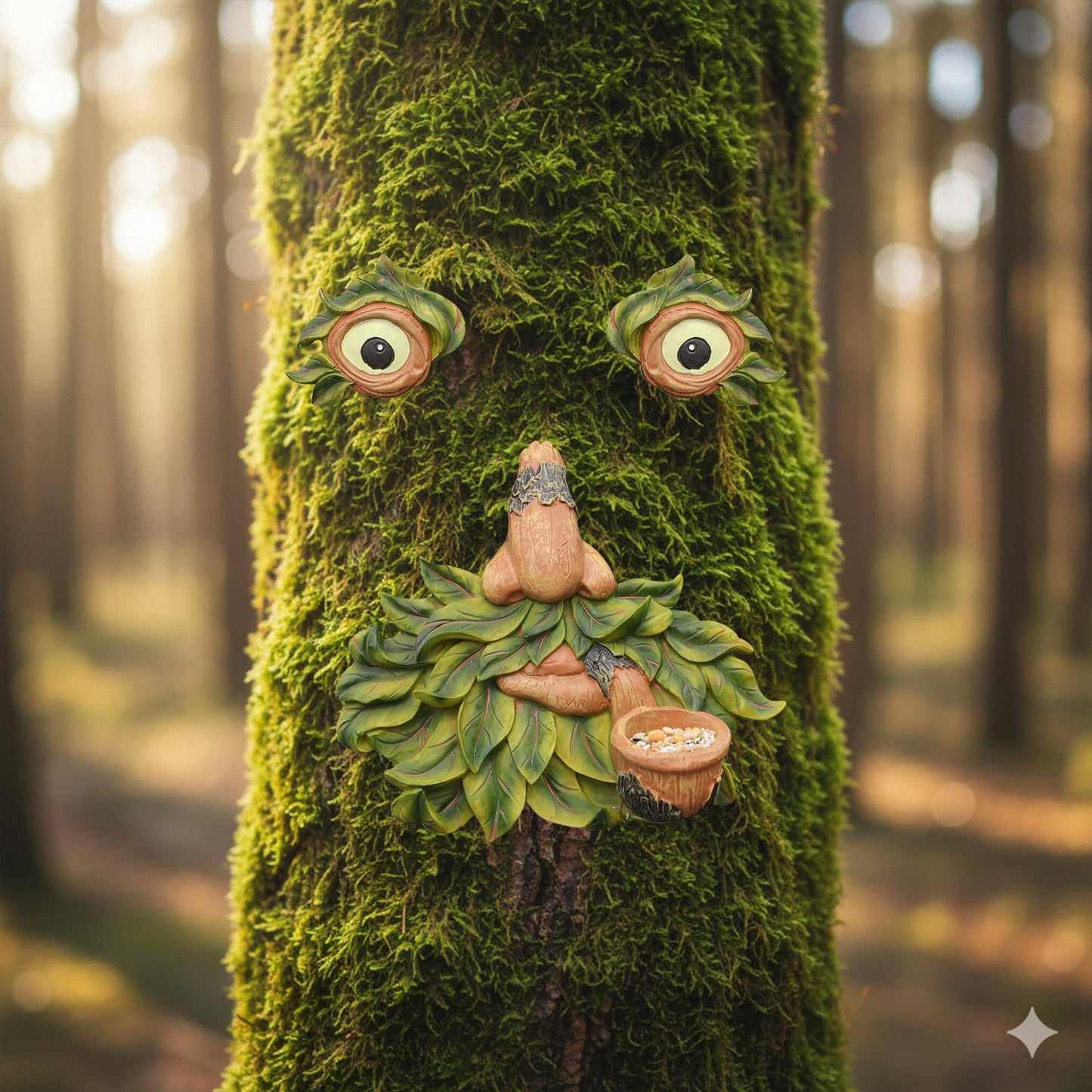 Flytime Tree Face Decor Outdoor,Whimsical Outdoor Art with Bird Feeder,Tree Hugger Bark Ghost Face Decoration Funny Yard Art,Garden Creative Decoration (8 INCH)