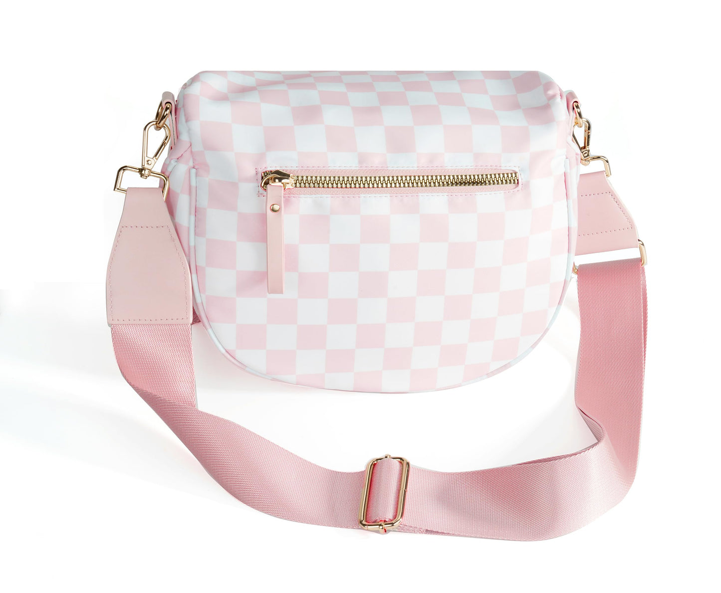 Spacious Checkered Nylon Crossbody Bag Bum Bag Checkered Handbags Wallets for Women