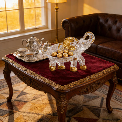 Hand Painted Gold Large Crystal Elephant Candy Jars with Lid, Glass Elephants Candy Dishes Gifts for Elephant Lovers, Sparkling Art Animals Collectible Decoration for Home Table Centerpiece.