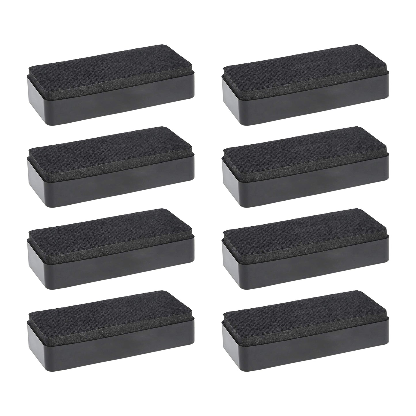 Amazon Basics Dry-Erase Whiteboard Erasers with Soft Pile, for School, Office, Home, and Classroom, Black, 8-Pack