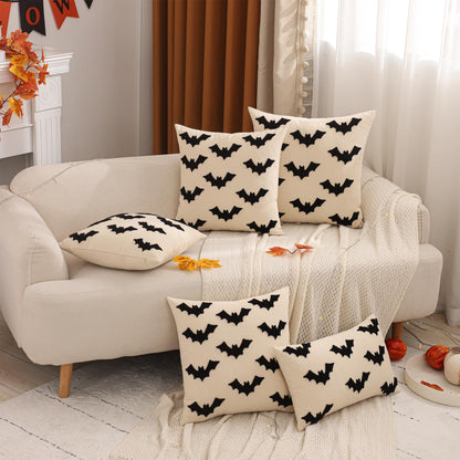 Tosleo Halloween Throw Pillow Covers 20x20 inch Set of 2 Black 3D Bats Embroidery Pillow Cases Thanksgiving Holiday Cushions Covers Home Party Fall Decor Pillowcases Cushion Covers for Sofa Bed Couch