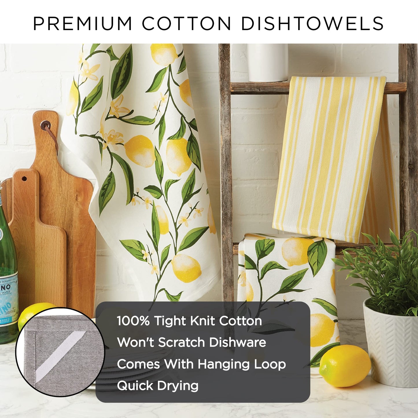 DII Autumn Basics Collection Decorative Thanksgiving & Fall Kitchen, Dish Towel Set, 18x28, Rustic Leaves, 2 Piece