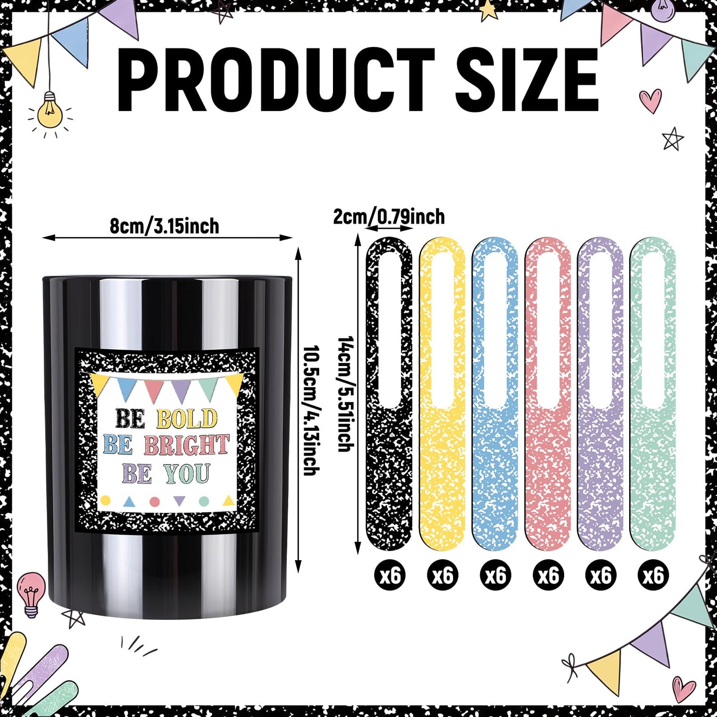 Glenmal 36 Pcs Composition Book Flip Name Sticks for Classroom with Strage Box Multicolor Talking Flip Name Sticks for Teacher Essentials Grouping Learning Activies Student Educational Back to School