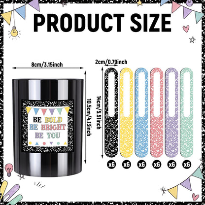 Glenmal 36 Pcs Composition Book Flip Name Sticks for Classroom with Strage Box Multicolor Talking Flip Name Sticks for Teacher Essentials Grouping Learning Activies Student Educational Back to School
