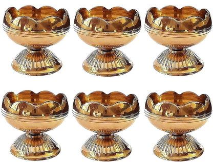 Craftsman Brass Diya Oil Lamp - Pack of 2, Golden, TOMATO NANDA, Ideal for Diwali Decoration and Pooja
