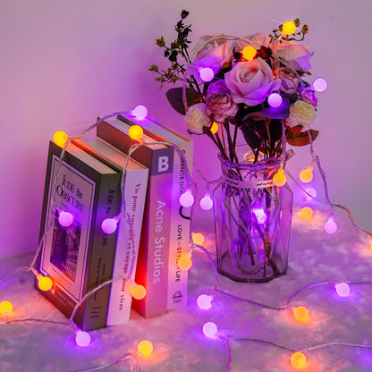 JMEXSUSS 100 LED Globe String Lights Indoor Plug in with Remote, 33ft Connectable Christmas Lights Outdoor, 8 Modes Orange and Purple Fairy Light Outdoor for Bedroom Room Party Christmas Decor