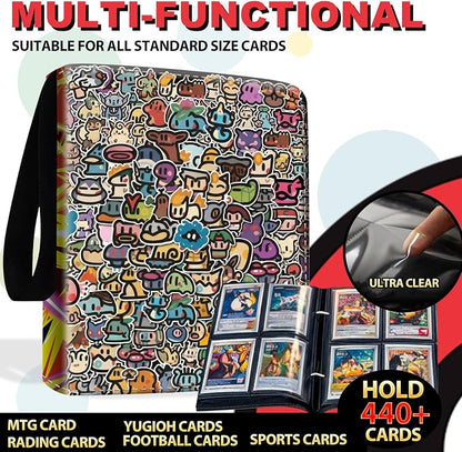 440 Card Binder 4 Pocke 3-Ring Trading Card Binder with 55 Page Removable Sleeves, High Storage Trading Card Holder Collection Card Album Carrying Organizer Case for TCG Cards-red