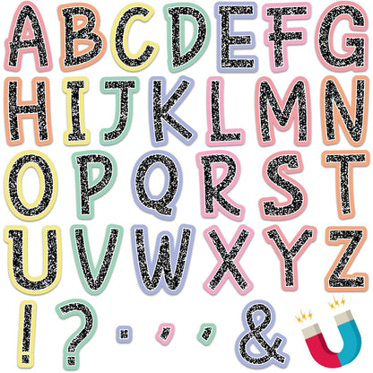 Qyeahkj 103 Pcs Composition Magnetic Letters 2" Pastel Colorful Magnetic Letters for Whiteboard Fridge Magnet Alphabet Kit for Tool for Home Spelling
