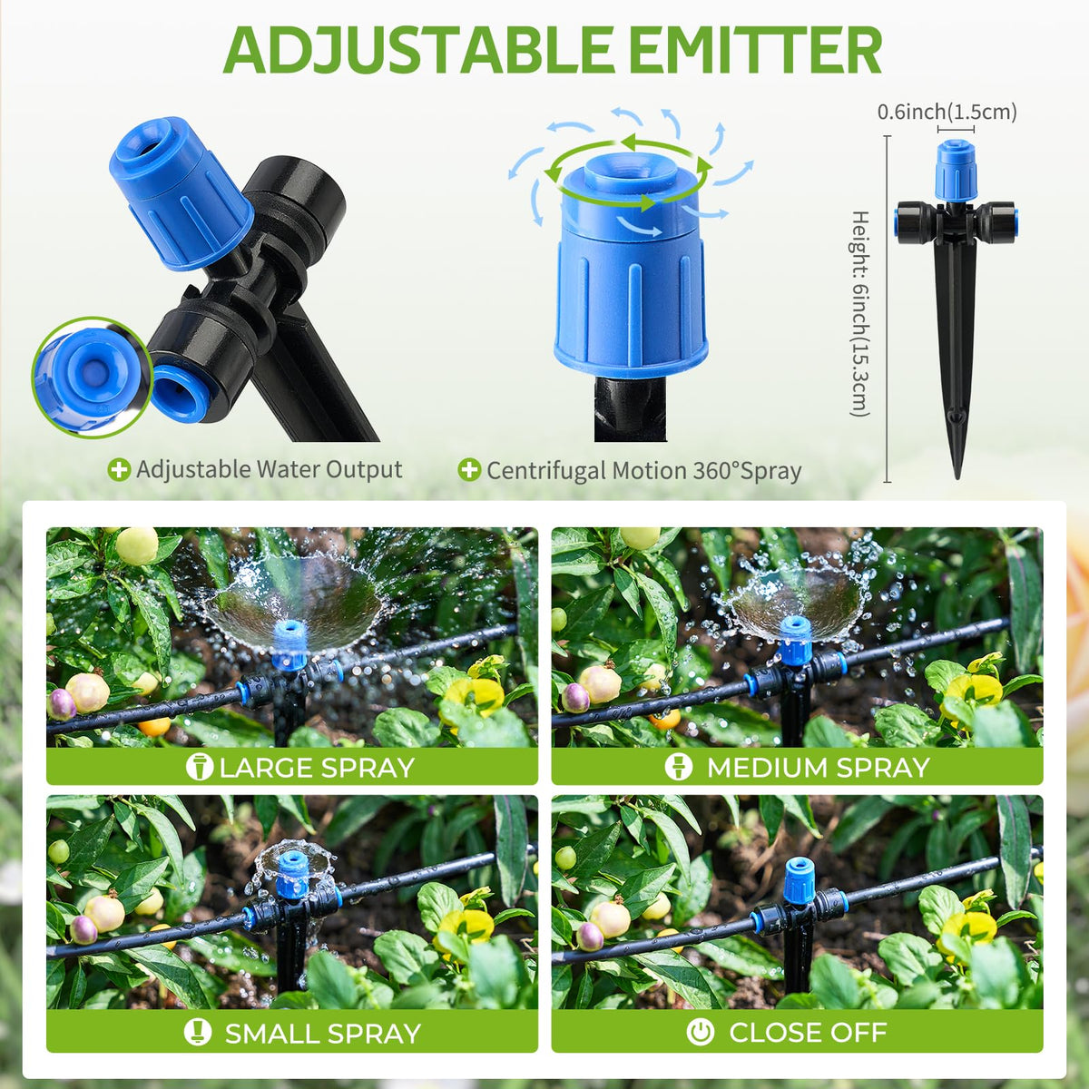 HIRALIY 140FT Quick Connect Garden Watering System with Adjustable Vortex Drippers, Saving Water Automatic Drip Irrigation Kit for Raised Bed and Plants Vegetable Garden