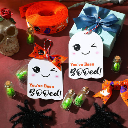 Meanplan 20 Sets Halloween Adopt a Ghost in a Mason Jar with Moss Glow in The Dark Luminous Ghost Figurine for Halloween Horror Decorations Party Favors Gifts DIY
